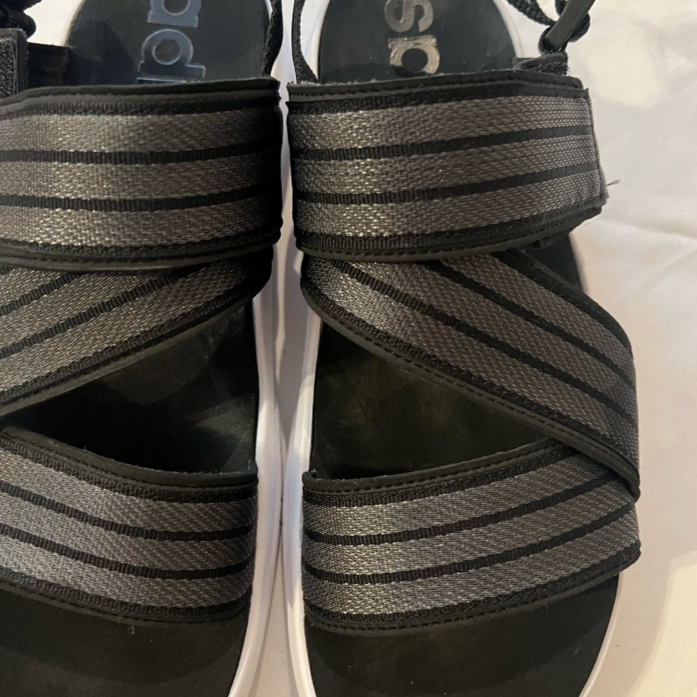 Unisex Adidas Sandals Black and Gray. Women Size 11, Men Size 9